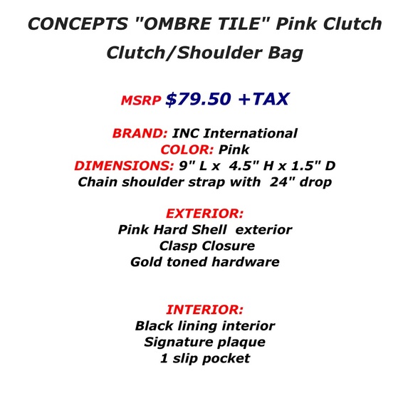 SOLDINC Pink Cross Body Clutch NWOT - Picture 4 of 4